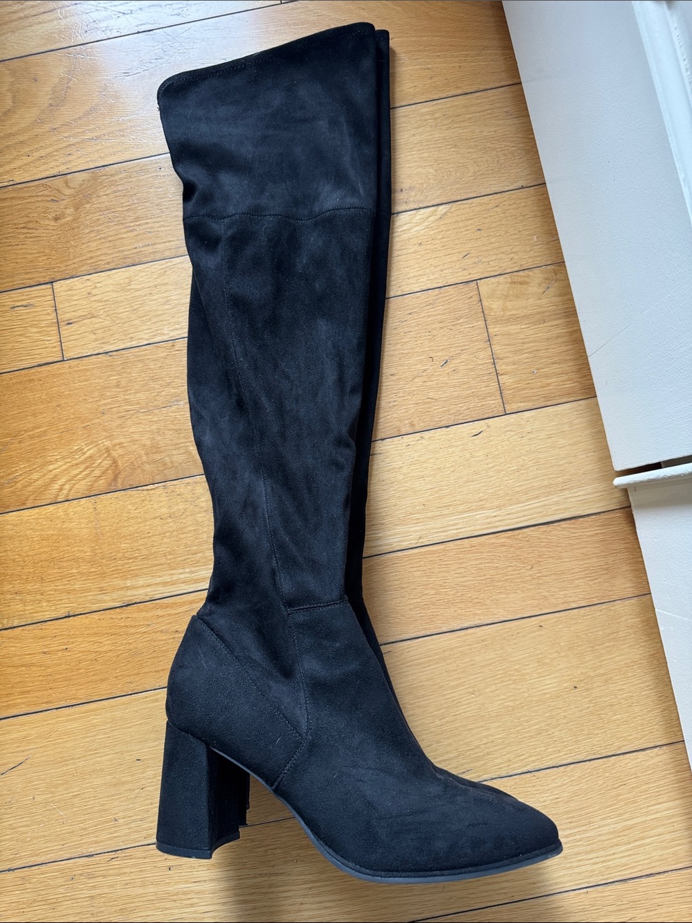Marc Fisher Black Suede Over-the-Knee Block Heel Boots